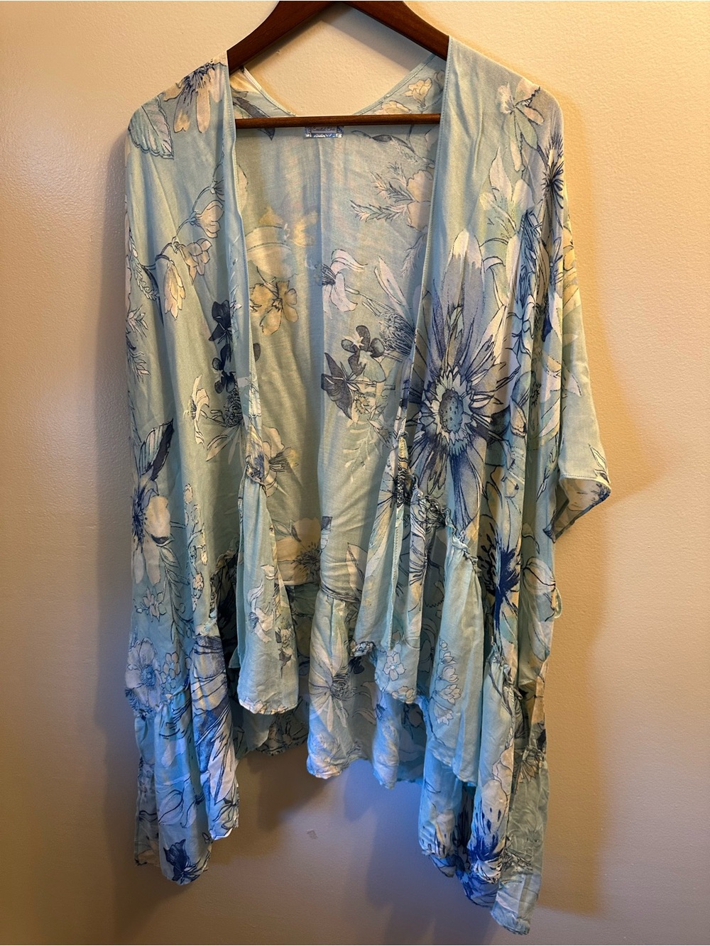 #388 Pale Blue Floral Kimono Cardigan